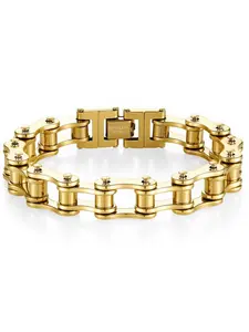 Men's Stainless Steel Trendy Rocker Personality Motorcycle Chain Couple Bracelet, Fashionable Punk Style, Unisex Jewelry Accessory