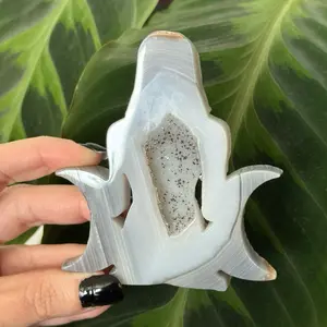 Agate Druzy meditating woman Crystal carving