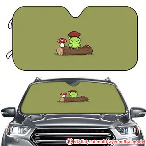 1pc mushroom frog cartoon car sunshade 2D high-definition printing, car sunshade effectively blocks sunlight, suitable for decorating the front windshield of RVs, General Motors, and SUVs