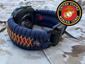 U.S. Marine Corps Salute Paracord watch band with EGA emblem (watch not included).