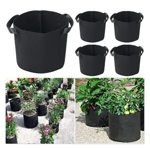 5PCS Fabric Raised Garden Bed Grow Bags Fabric Plant Container  Breathable Planting Container ，Grow Bag Planter Pot with Handles for Plants Flowers Vegetables Green