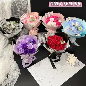 Artificial Rose Bouquet, 1 Count Colorful Romantic Rose Flower Bouquet, Decorative Flower for Home Party Wedding Anniversary Festival, Fruit, Artificial Roses Bouquet