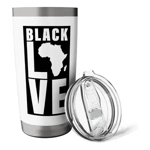 Black Love Sipping Tumbler - Stainless Steel, BPA Free, Dual Wall Insulated, Leak-Proof Lid, Bold Cultural Design, Inspirational Quote, Perfect Gift Drinkware Flasks