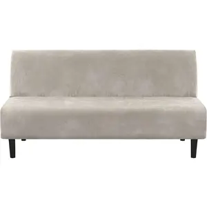Real Velvet Futon Cover Armless Sofa Covers Sofa Bed Covers Stretch Futon Couch Cover Sofa Slipcover Furniture Protector Thick Soft Cozy Velvet Form Fitted Stay in Place, Oatmeal