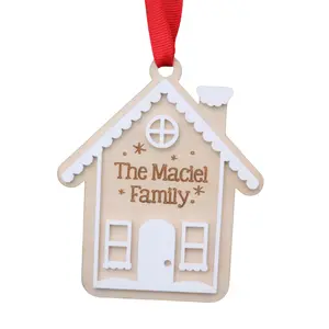 Personalized Gingerbread House Ornament - Wooden Christmas Ornament