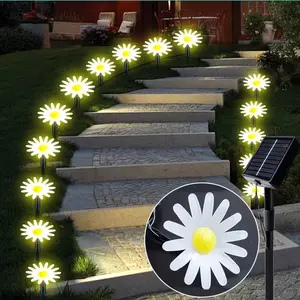 20/10 LED Outdoor String Lights with Daisy Flower, 8 Lighting Modes, Motion & Auto On/Off, Easy Semi-Buried Installation for Pathways, Balconies, Valentine's Day, Christmas Decor, Solar Garden Lights