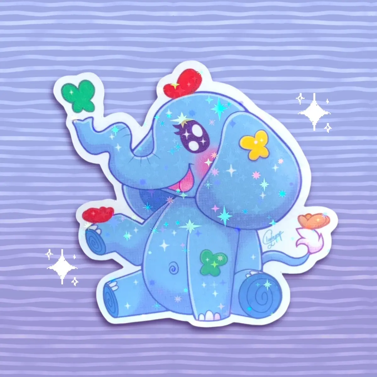 Toy Elephant Holographic Sticker