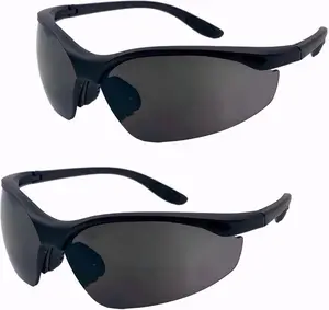 2 Pair of Z87+ Sport Wrap Full Reading Lens Safety Sunglasses – Impact Resistant UV400 Lenses, ANSI Certified