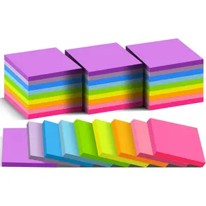 36 Pack 3x3 Inch Sticky Notes 9 Bright Colors Self-Stick Note Pads Strong Adhesive for Home Office Notebook