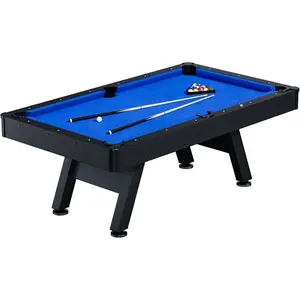 7 ft Pool Tables,Billiard Table Set with 2 Cue Sticks, Balls, Triangle, Chalk & Brush,Modern Billiards Table with Black Wood Finish,for Home, Basement, Game Room, Office