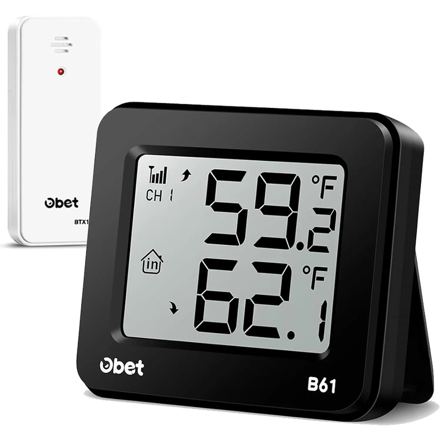 Wireless Digital Thermometer Gauge - 500Ft Remote Indoor-Outdoor Temperature Monitor, Home Supplies for House, Patio (B61-Black), Room