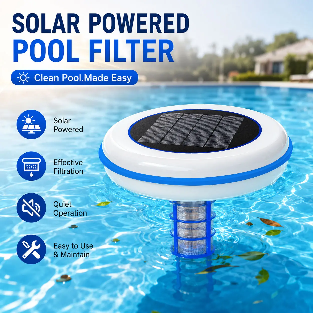 Solar Pool Ionizer – Copper Pool Ionizer for Above Ground & Inground Pools up to 45,000 Gallons – Solar Powered Pool Ionizer System