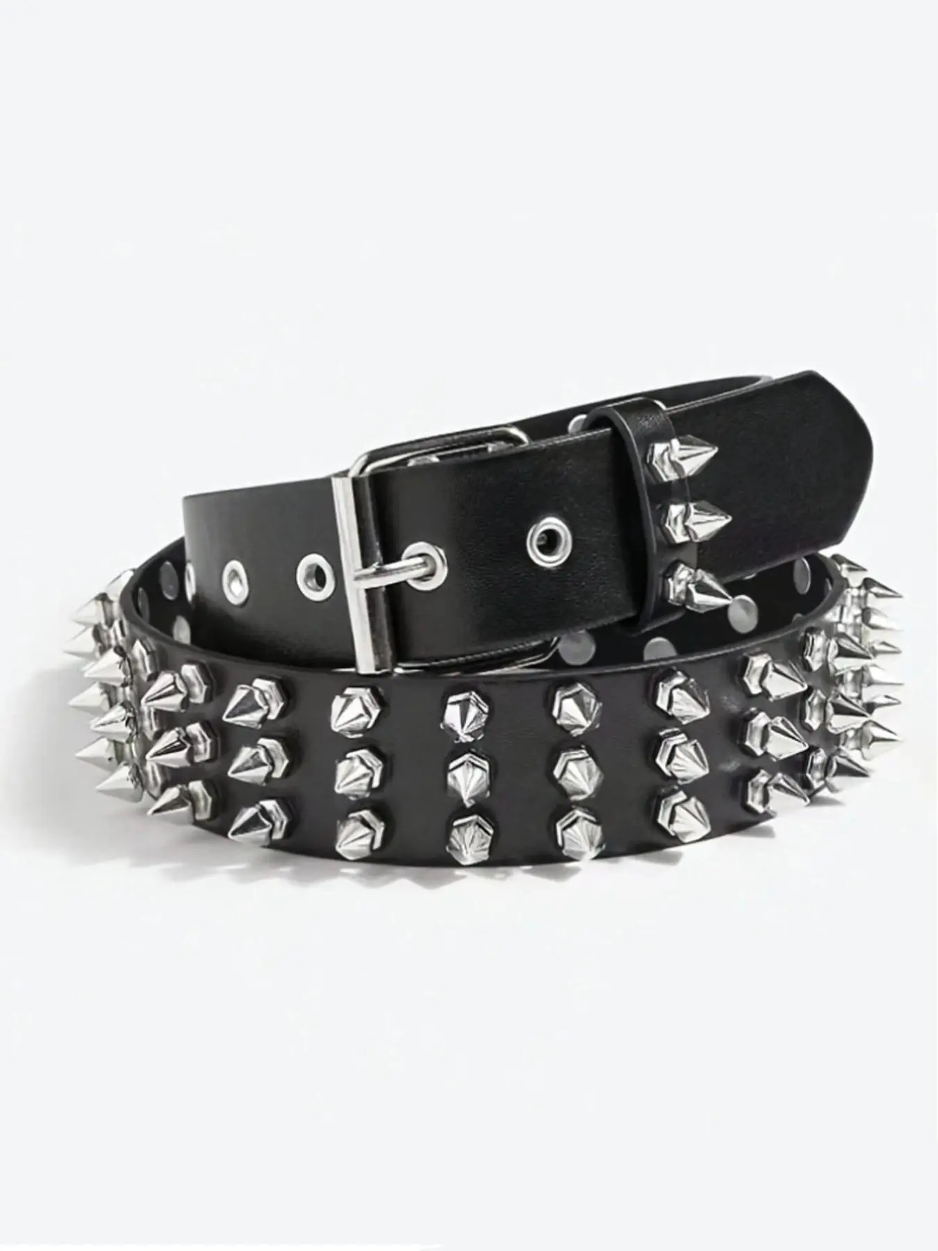 Men's Punk Style Rivet Decorated Heavy Metal Belt, Faux Leather with Square Buckle, Casual Fashion Accessory for Holidays Studded Waist Belt Belts Men