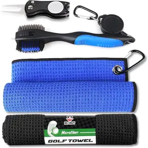 Golf Towel Microfiber Waffle Pattern Golf Magnetic Towel Men's Golf Bag Perfect Magnetic Towel Black Gray Blue Gift Retractable