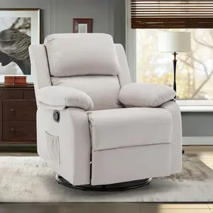 Recliner Chair, 360 Swivel Rocker Chair For Adults, Small Rocking Recliner Chair For Small Spaces, Upholstered Fabric Glider Recliner Nursery Chair With Side Pockets For Living Room, Nursery,Multiple Colors