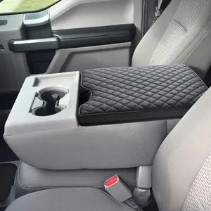 Center Console Cover for Ford F150 2015-2024 and F250 F350 F450 2017-2024 Leather Arm Rest Box Lid Middle Console Armrest Protective Cover F150 F250 Accessories(for Jump Seat Only)