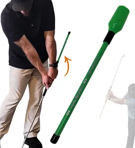 Anti-Flip Stick Golf Training Aid for Large Grips - Teaches Proper Impact & Swing Plane, Reduces Flipping, Streamlined Cap Design (Large Grip Size [Green Cap] - Inner Cap Diameter 1.09" | 14" Length)