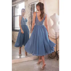 Chiffon A-Line Tea Length Dress