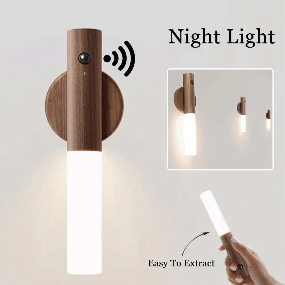Auto LED USB Magnetic Wireless Night Light Corridors Porch Lights PIR Motion Sensor Wall Light Cabinet Lamp