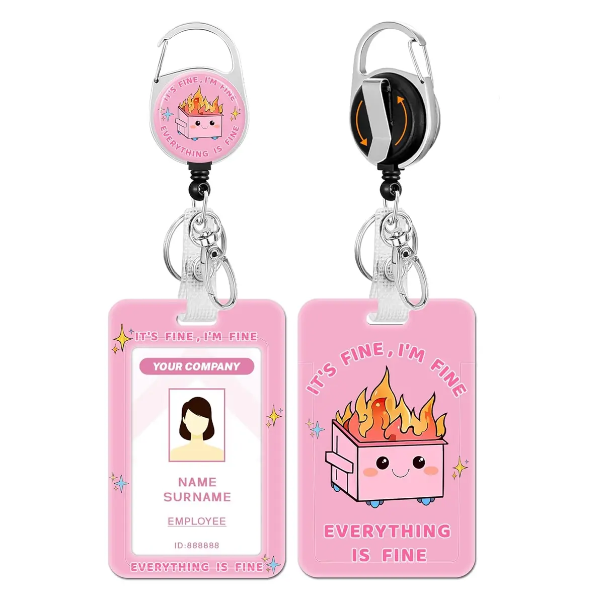 Pull Tab ID Badge Holder Set, Retractable Badge Reel with Rotating Clip, Durable Keychain Business Card Stand, Teacher Work Badges Accessories, Retractable Badge Holders
