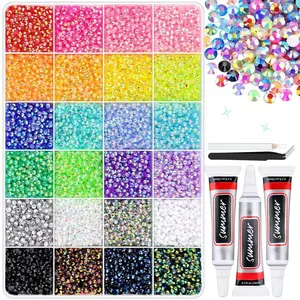 Rainbow 3mm Flatback Resin Rhinestones | 24/40 Grid Crystal Beads for Nail, Apparel & DIY Bedazzling Crafts