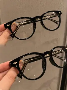 Luxury Chrome Hearts Style Cross Eyeglasses Frame Men Women Retro Round Black Glasses Anti Blue Light Clear Lens Hip Hop Gothic Streetwear Optical Frame TikTok Trending 2025 Fashion Aesthetic Designer Inspired Eyewear Gift for Him Her outdoorfun