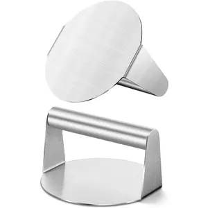 Burger Press, 2 count Griddle Grill Smashers for Indoor & Outdoor, 5.5 Round Stainless Steel Hamburger Weight for Perfectly Seared Bacon Steak, Sandwiche, Hash browns, Non-Stick, Dishwasher Safe