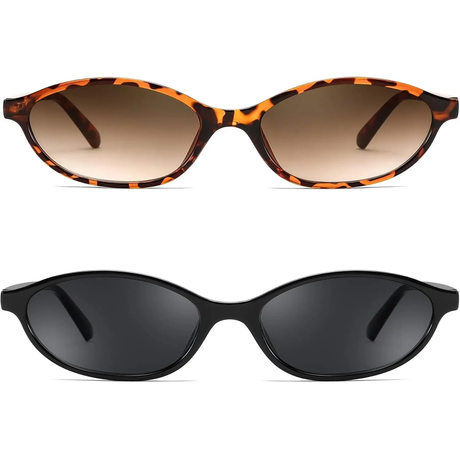 Retro Oval Sunglasses Y2k Narrow Cat Eye Skinny Shades Plastic Frame Retro Oval Cat Eye Sunglasses for Women Y2k Trendy Narrow  main image 2