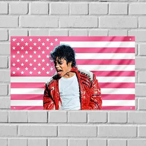Michael Jackson US Wall Tapestry Flag, King of Pop Bedroom Wall Art, Music Room Decor Dorm Banner