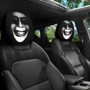 Horror-Themed Car Headrest Covers, & Face Design, Comfortable Seat Protectors, Automotive Seat Covers for Sedan, Truck, Suv, Easy Install, Durable