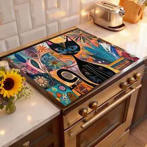 Soft Electric Stove Cover Cook Top Panel Protector Pad,Artistic Cat Design, Scratch Resistant, Easy to Clean, Kitchen Counter Cover, Mother's Day Gift