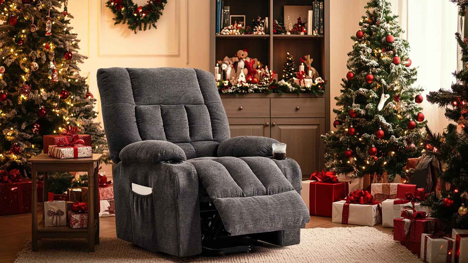 【Deal】Sweet Furniture Comfort Adjustable Recliner Chair with Lumbar Support, Remote Control, 3 Massage Modes, Cup Holders & Vibration Points