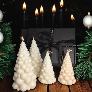 Christmas candle gift box, soy blend wax scented candle, including 3  Christmas bubble trees( 2 big and 1 small)  Christmas party decoration, home table holiday decoration, Christmas gift sets