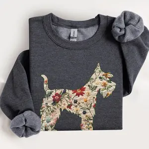 Schnauzer Sweatshirt, Dog Mom Crewneck, Floral Miniature Schnauzer Lover Dog Shirt, Mothers Day Tee, Funny Pet Owner Gift