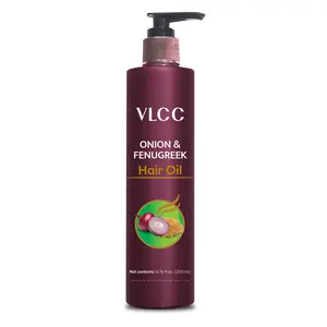 VLCC Onion and Fenugreek Hair gloss Oil - Serum for Soft and Manageable Hair - Oil for Hair Growth with Black Seed, Almond - Hydrated Scalp Care - 6.76 oz