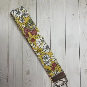 Fruits and Daisies Fabric Key Fob Wristlet