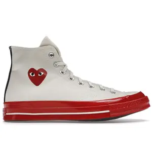 Converse Unisex Chuck Taylor All Star 70 Hi Comme des Garcons PLAY Egret Red Midsole, from StockX