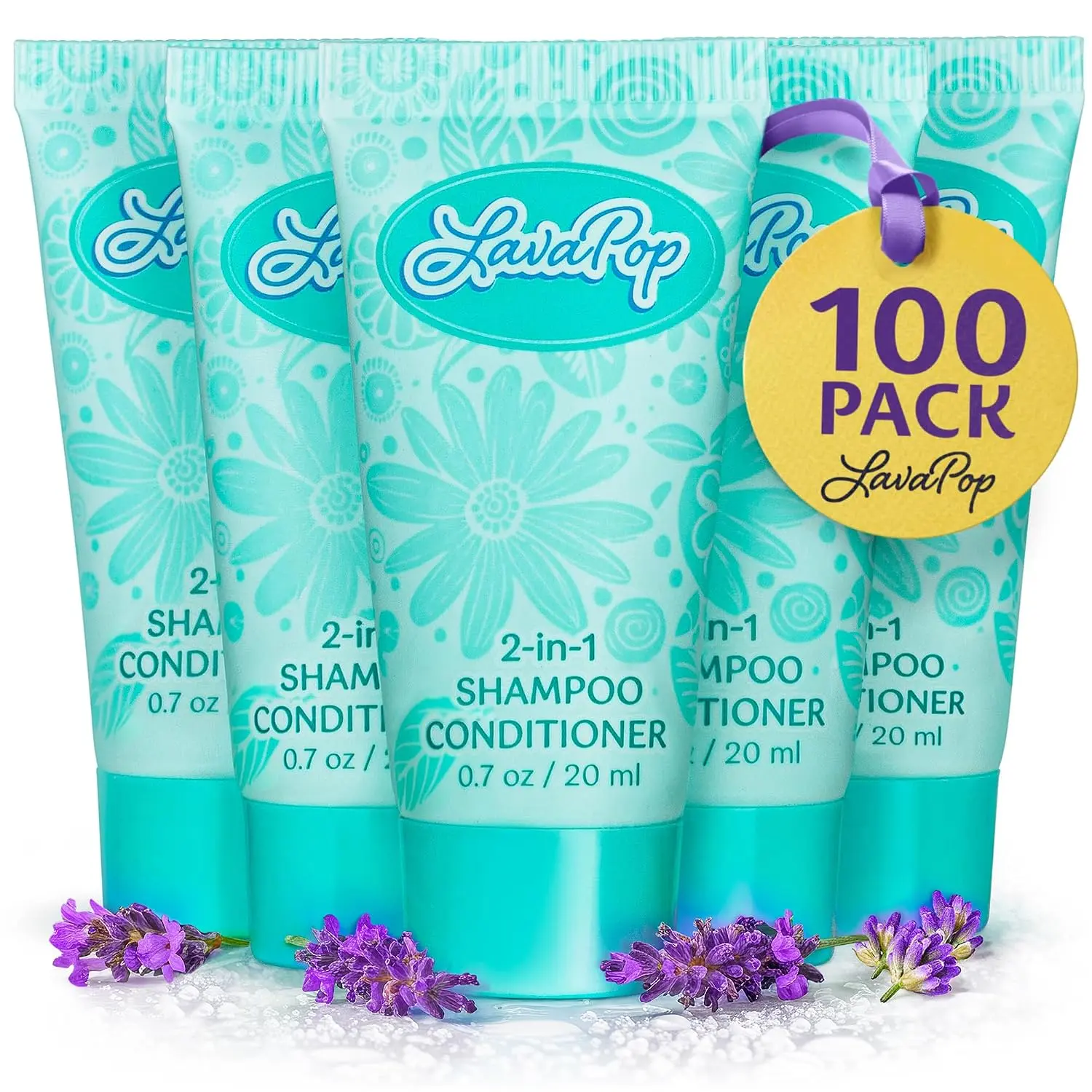 Bulk 100-Pack 2-in-1 Scented Shampoo and Conditioner Haircare, 0.7 oz TSA-Approved Travel Size, Moisturizing Cruelty-Free Cleanser with Iris-Violet-Amber Blend for Hotels, Airbnb Toiletries
