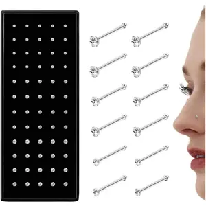Straight L Shaped Stainless Steel Nose Studs Rings Piercing Pin Body Jewelry 20G-22G 1.5mm 2mm 2.5mm