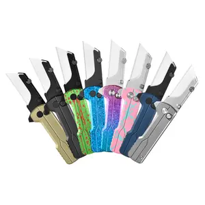 OKNIFE U1 Ultra Folding Utility Knife with Ceramic Blade, Lightweight O-Aluminum Handle Box Cutter with Clip, Button Lock Pocket Knife for Men Women