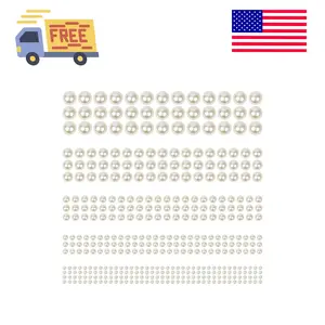 3732Pcs Hair Pearls, 3/4/5/6/8mm White and Beige Pearl Stickers for Crafts