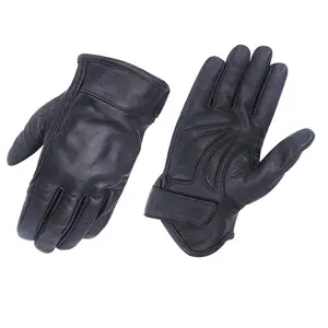 Vance Mens Black Gel Palm Riding Leather Gloves