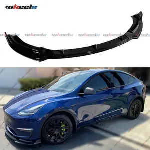 2017-2024 Tesla Model Y/Model 3| 3-Piece Front Bumper Lip Spoiler Body Protection Kit#TeslaMods#Model 3 Y Front Lip#TeslaBodyKit