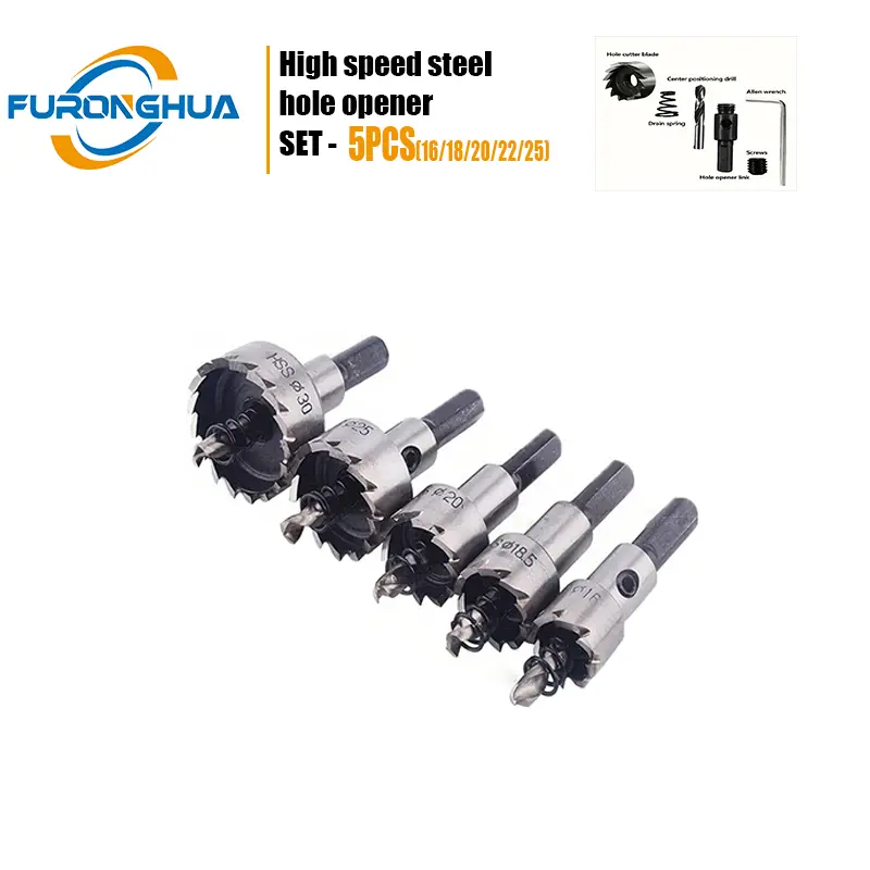 5pc Multi-Material Hole Saw Kit - HSS Anti-Rust Blades for Metal/Wood/Plastic | Easy-Change Arbor & Splinter-Free | USA Fast Ship