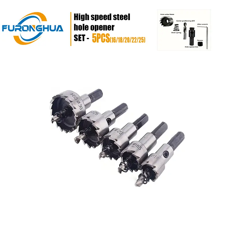 5pc Multi-Material Hole Saw Kit - HSS Anti-Rust Blades for Metal/Wood/Plastic | Easy-Change Arbor & Splinter-Free | USA Fast Ship