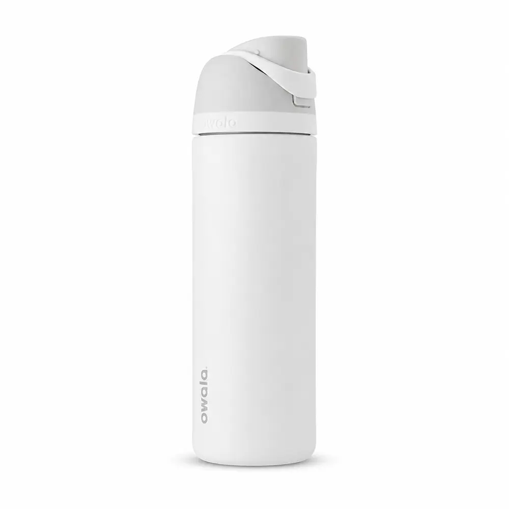 Owala FreeSip White Stainless Steel Water Bottle – Clean Minimalist Insulated Bottle with Built-In Straw & Leakproof Lid