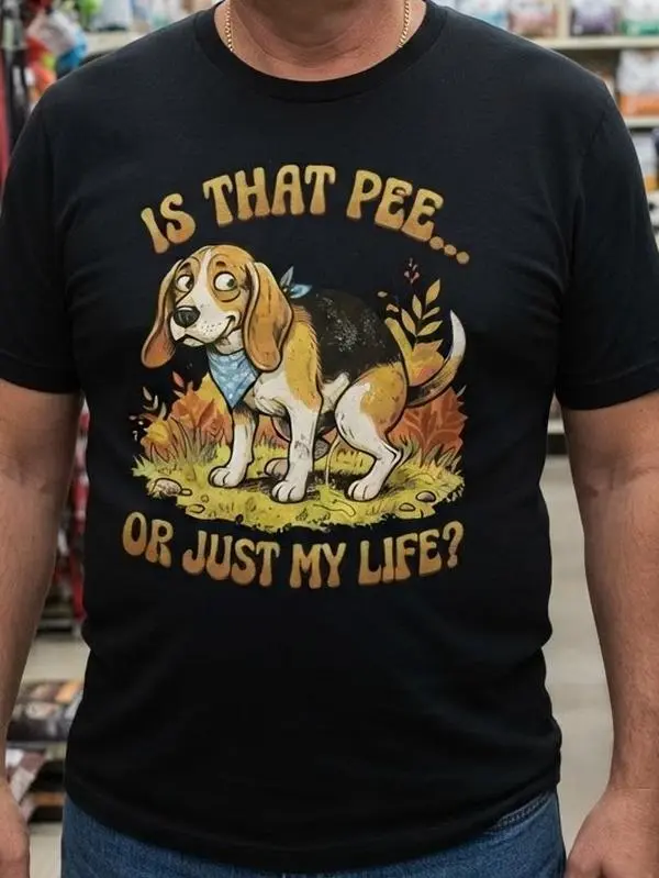 Men’s Cartoon Style T-Shirt Is That Pee Beagle Graphic Tee funny,fashion apparel,men's stuff,trending,shopping