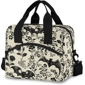 Goth Bat Lunch Bags for Women Men,  Insulated Lunch Box, Adjustable  Straps Tote Lunch Bag for Work Picnic School