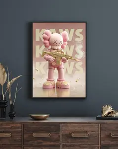 Pink KAWS Poster, Hypebeast Aesthetic Print, Pink Gallery Decor for Modern Homes Unframed