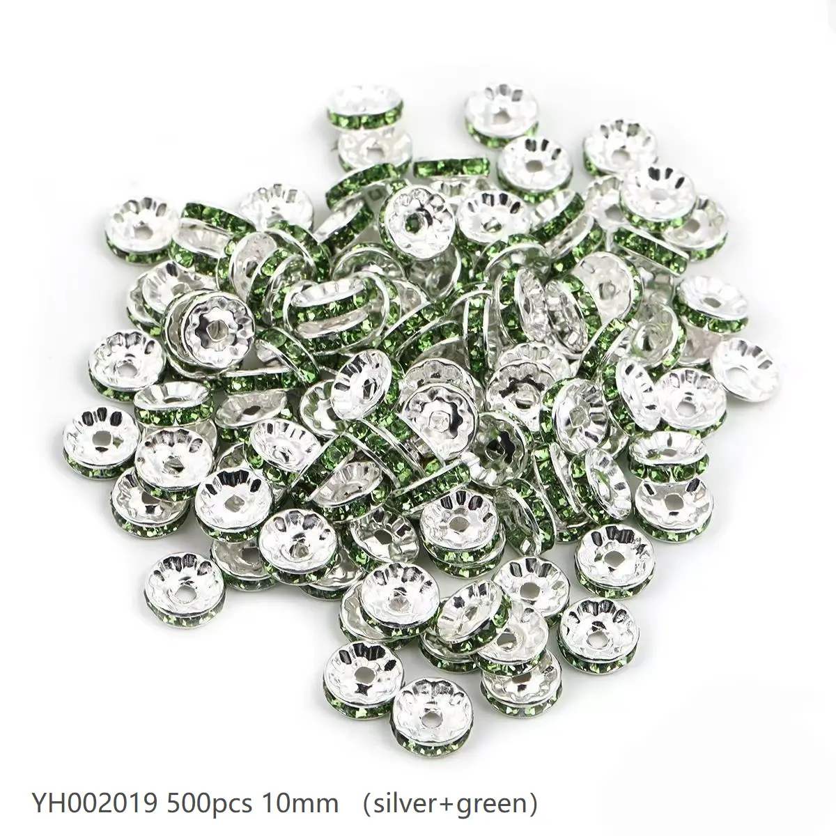 #2（10mm 500pcs) Silver/Green YH002019